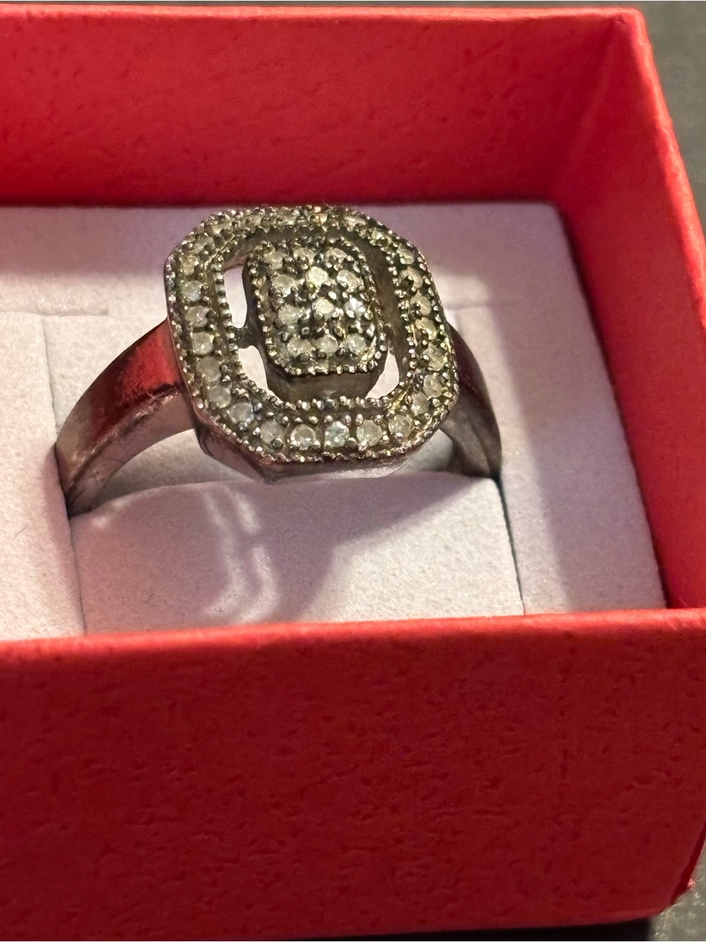 Sterling Silver 925 LN Art Deco Octagon Halo Statement Ring Size 8⁠